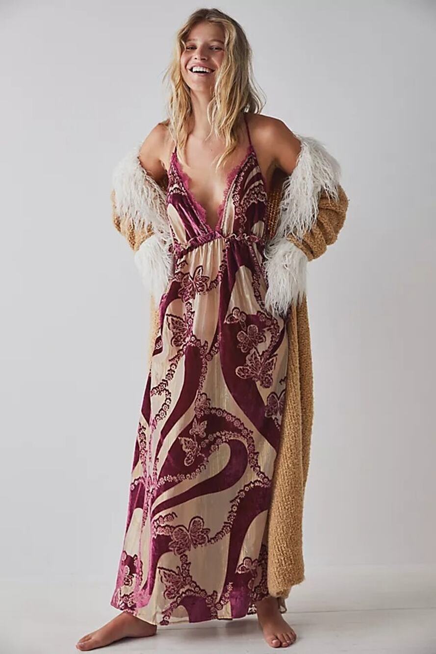 NWOT Free People Bali Butterfly Burnout Slip Dress SIZE XS #OB1455687 X0430H